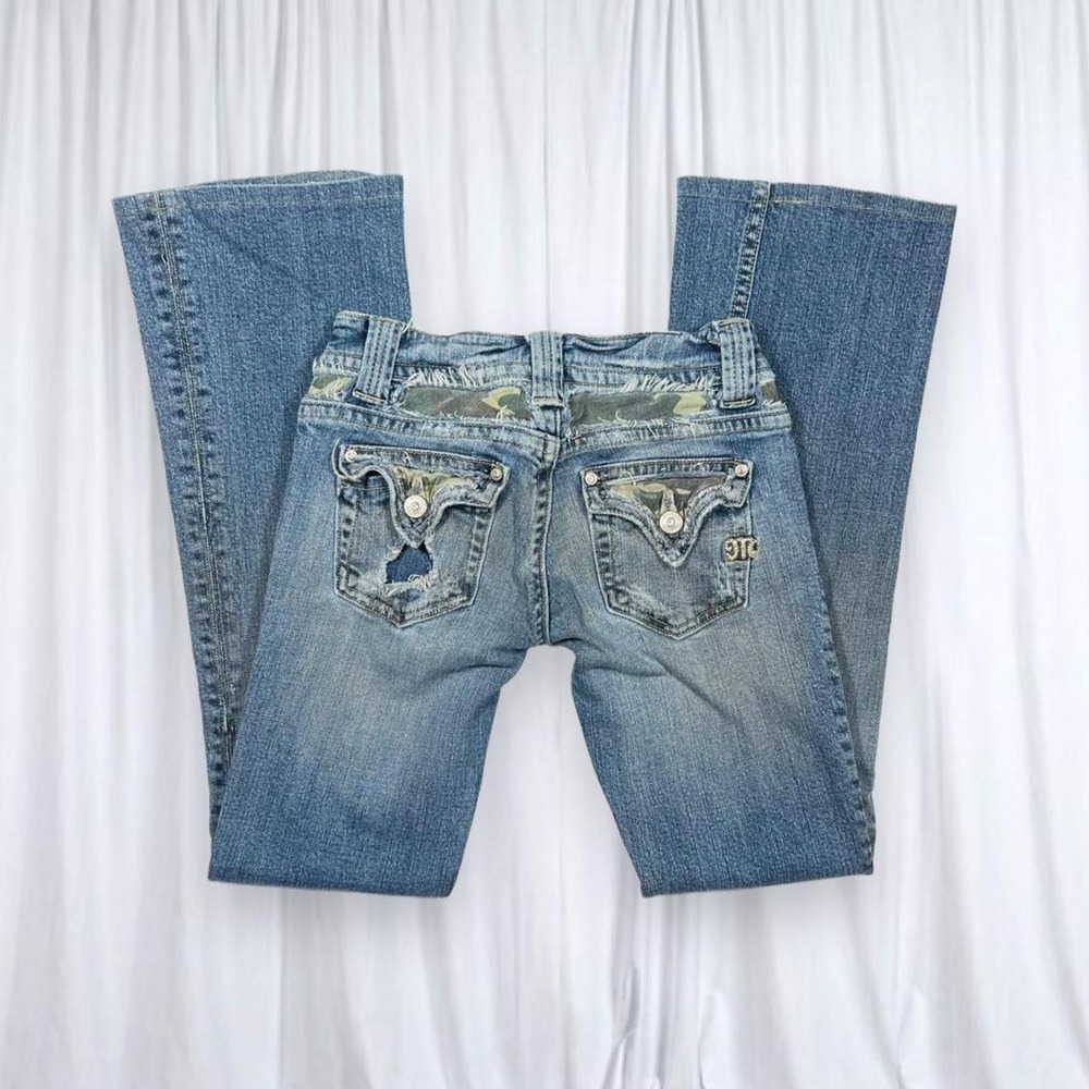 Miss Me Y2K Camo Pocket Distressed Bootcut Jeans Size 25